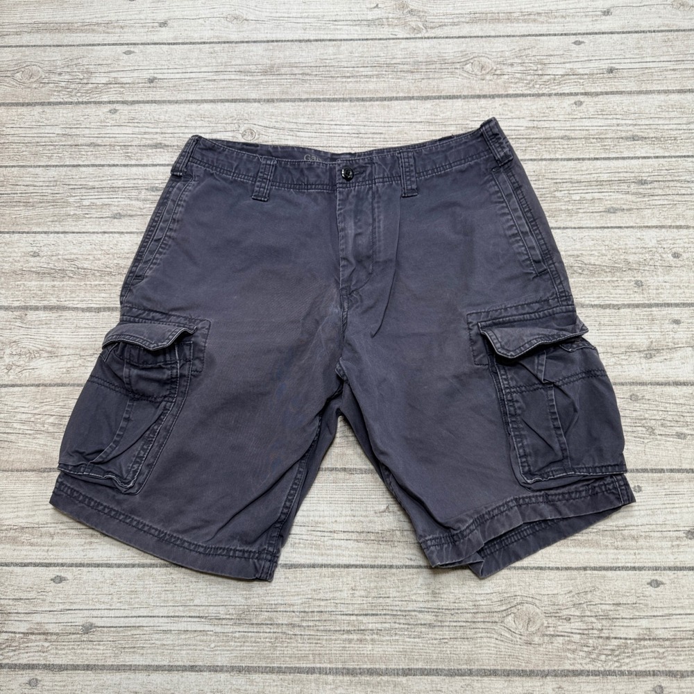 Gap Cargo Shorts Men's 32 Navy Blue Lived-In Cotton Relaxed Fit Utility Hiking
